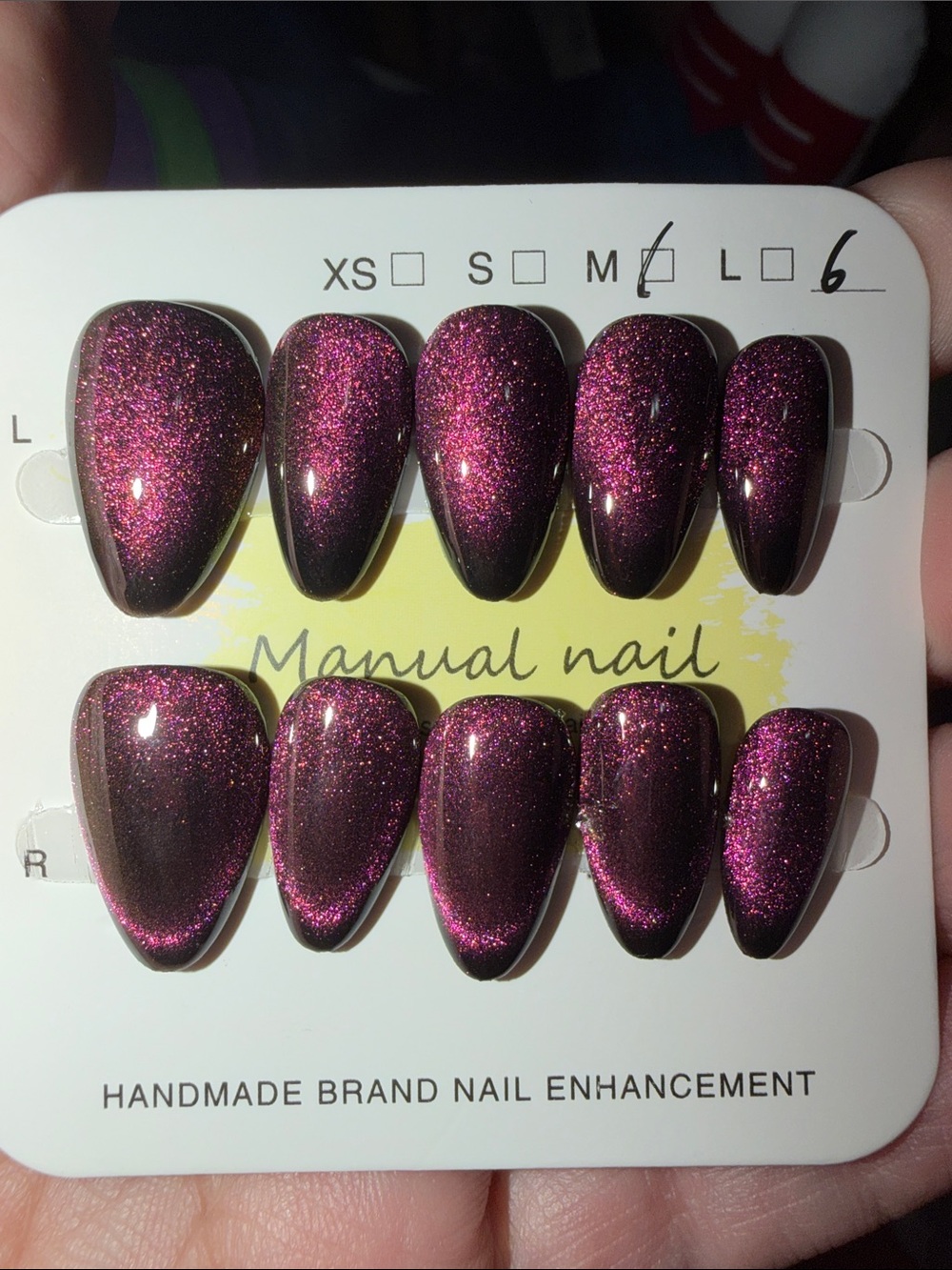 Sparkling Plum Press-On Nails - Glitter Stiletto Set